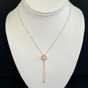 Stevie Wren
Honeycomb Pink Opal Gemstone & Diamond Lariat Necklace